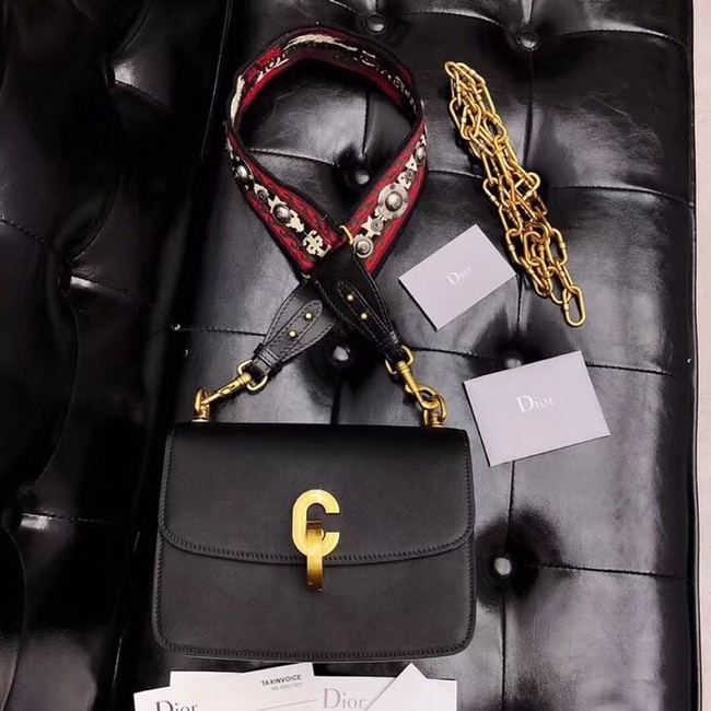 DIOR 21ST FLAP BAG IN BLACK LAMBSKIN