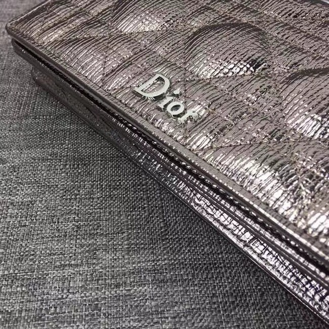 LADY DIOR CLUTCH CANNAGE LAMBSKIN S0204 Silver grey