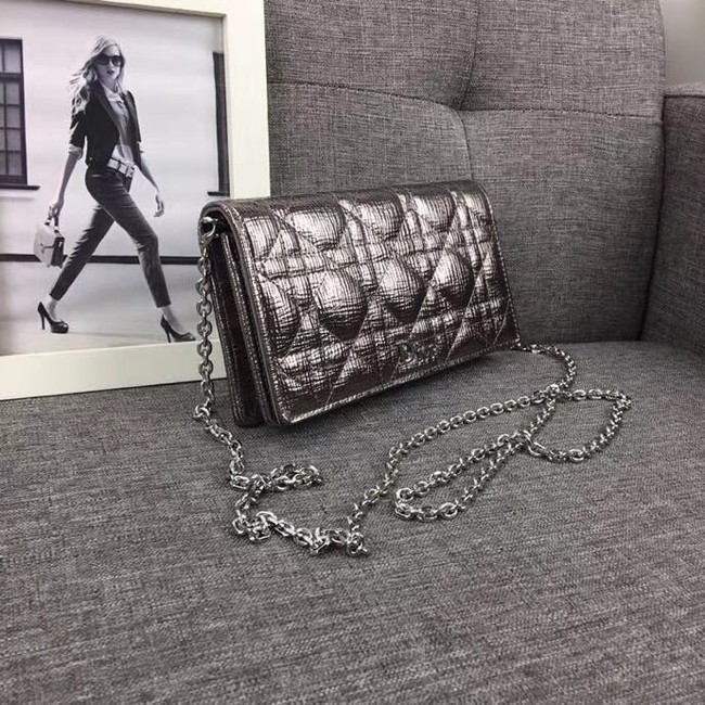 LADY DIOR CLUTCH CANNAGE LAMBSKIN S0204 Silver grey