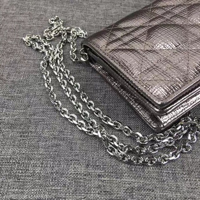 LADY DIOR CLUTCH CANNAGE LAMBSKIN S0204 Silver grey