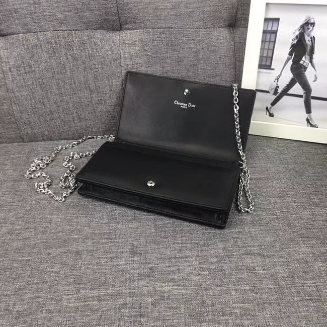 LADY DIOR CLUTCH IN BLACK CANNAGE LAMBSKIN S0204