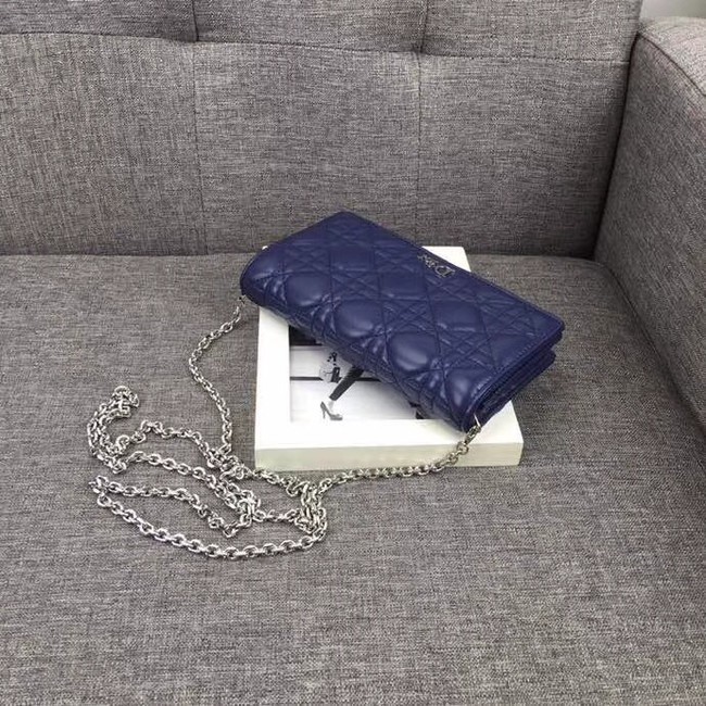 LADY DIOR CLUTCH IN BLUE CANNAGE LAMBSKIN S0204