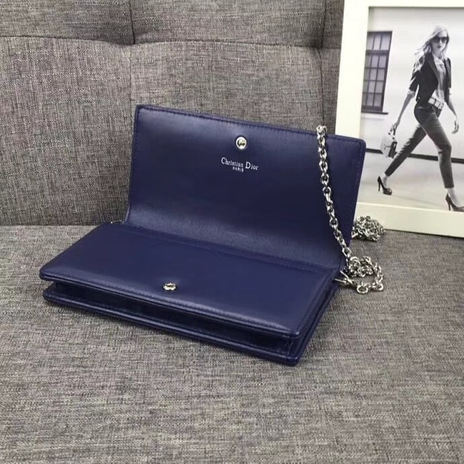 LADY DIOR CLUTCH IN BLUE CANNAGE LAMBSKIN S0204