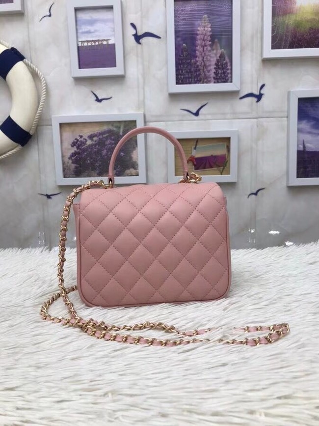 Chanel Original Lambskin Flap Bag with Top Handle A57069 pink