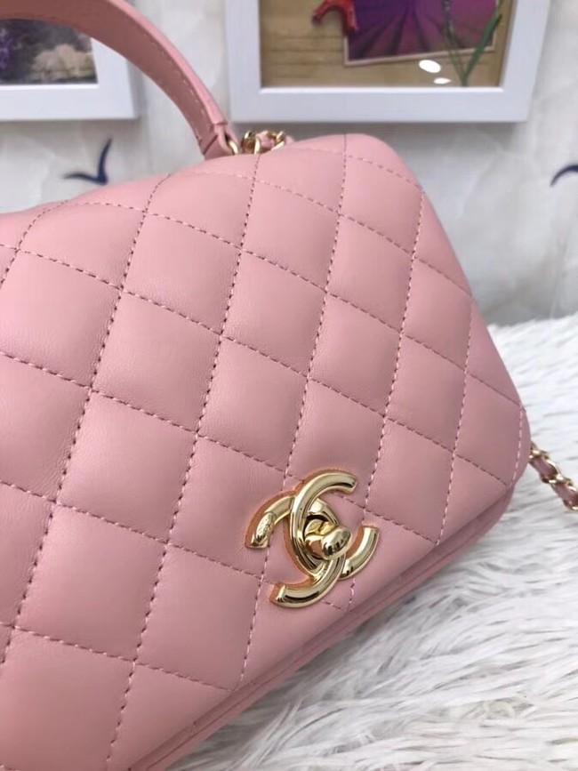 Chanel Original Lambskin Flap Bag with Top Handle A57069 pink