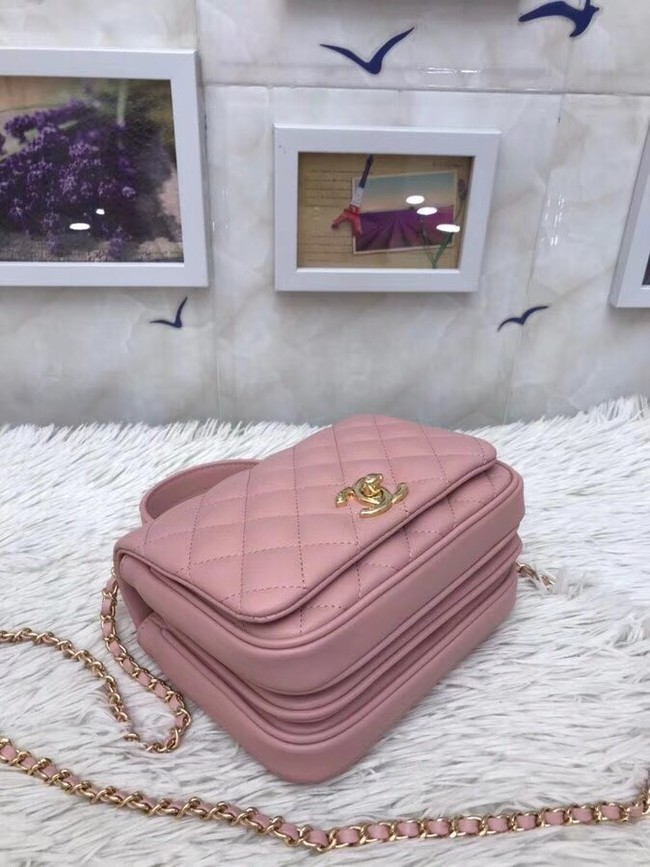 Chanel Original Lambskin Flap Bag with Top Handle A57069 pink