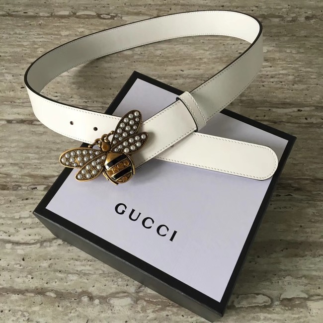 Gucci Queen Margaret leather belt 499637 white