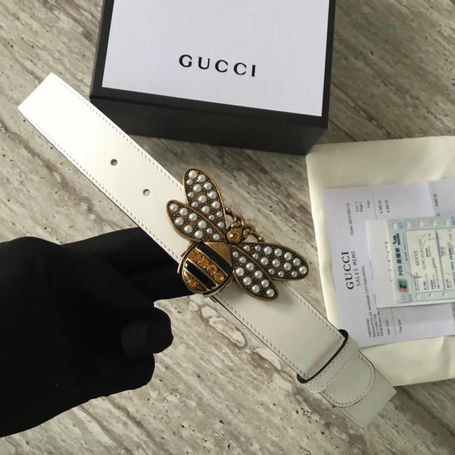 Gucci Queen Margaret leather belt 499637 white