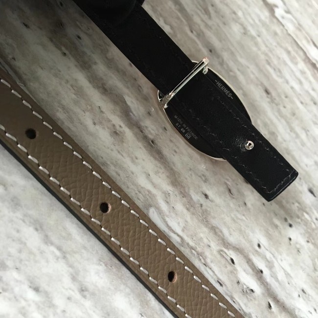 Hermes Focus belt buckle & Reversible leather strap 13 mm H20813 grey