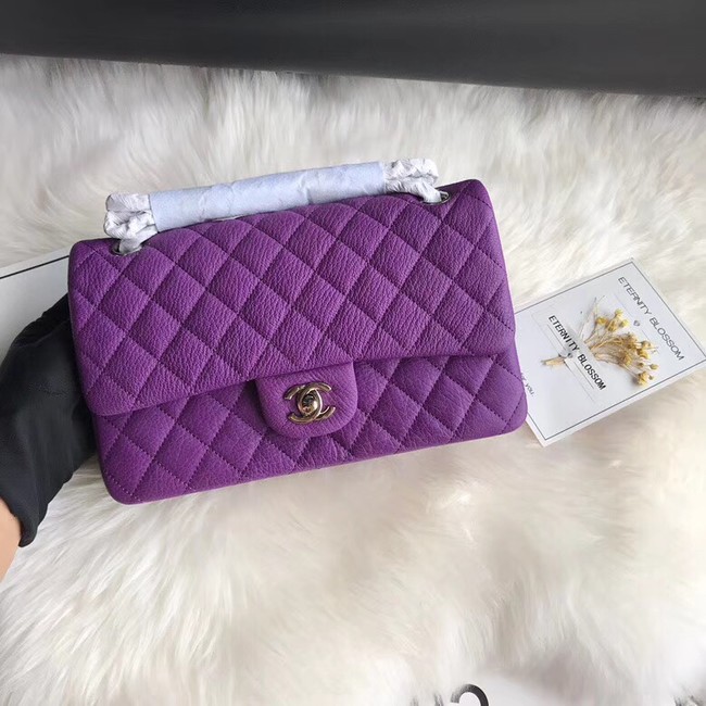 Chanel Flap Shoulder Bag Original Deer leather A1112 purple silver chain