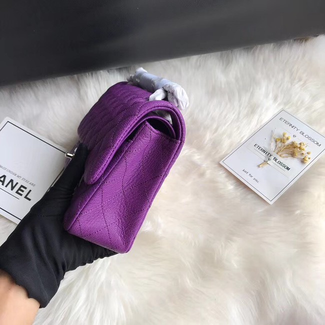 Chanel Flap Shoulder Bag Original Deer leather A1112 purple silver chain