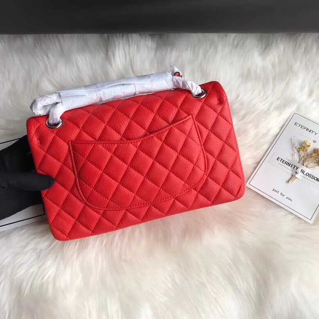 Chanel Flap Shoulder Bag Original Deer leather A1112 red silver chain