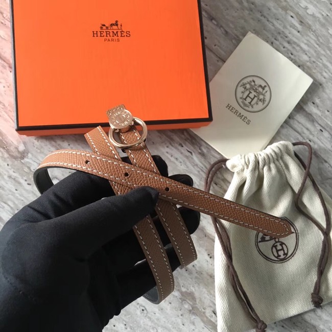 Hermes Mini belt buckle & Reversible leather strap 13 mm H07142 brown
