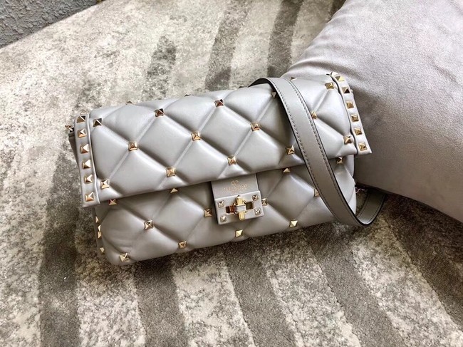 VALENTINO Candystud leather cross-body bag 9741 grey