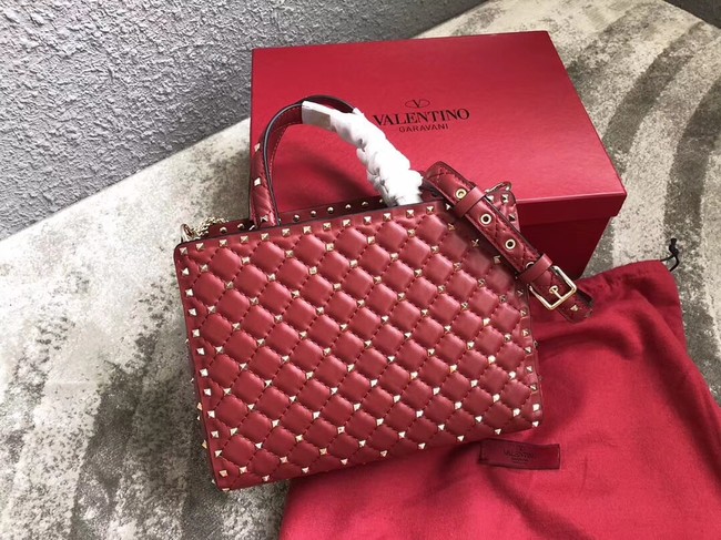 VALENTINO Candystud quilted leather tote 0061 red