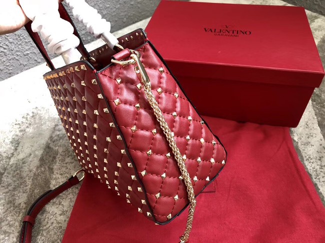 VALENTINO Candystud quilted leather tote 0061 red