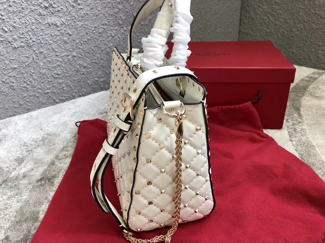 VALENTINO Candystud quilted leather tote 0061 white