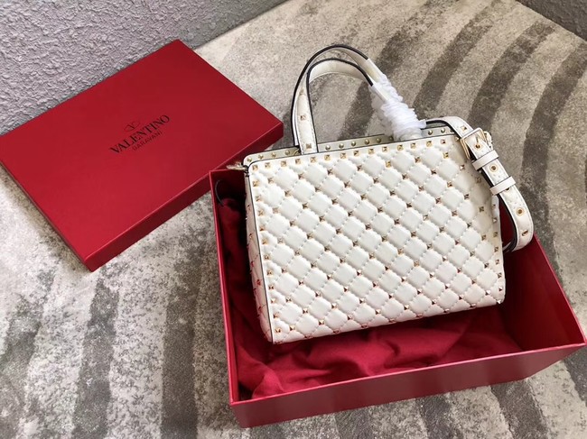 VALENTINO Candystud quilted leather tote 0061 white