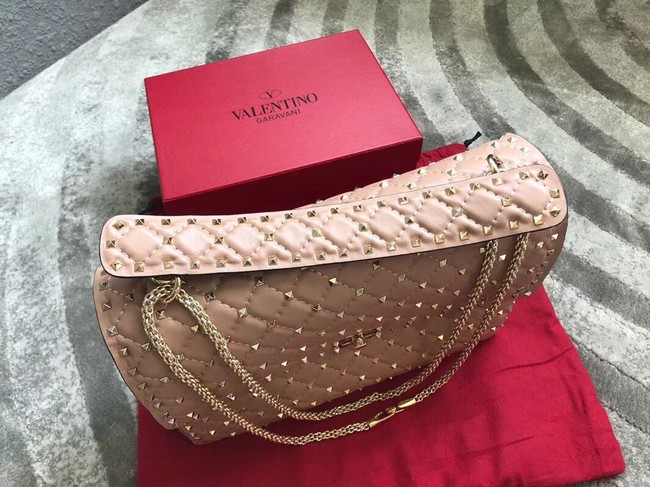 VALENTINO Spike quilted leather large shoulder bag 0027 pink