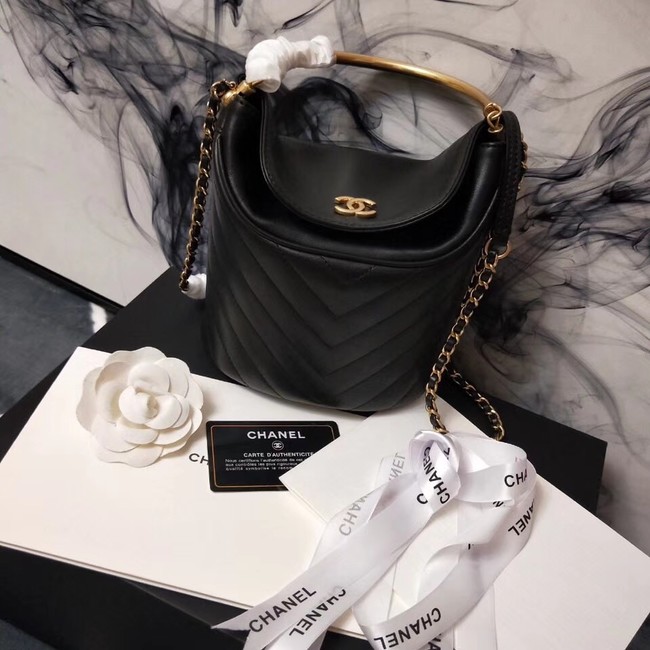 Chanel Bucket Bag Lambskin & Gold-Tone Metal A57861 black