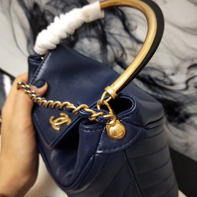 Chanel Bucket Bag Lambskin & Gold-Tone Metal A57861 dark blue