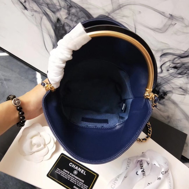 Chanel Bucket Bag Lambskin & Gold-Tone Metal A57861 dark blue
