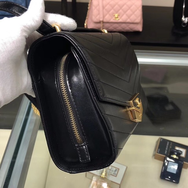 Chanel Flap Bag Calfskin & Gold-Tone Metal A57491 black