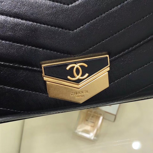 Chanel Flap Bag Calfskin & Gold-Tone Metal A57491 black