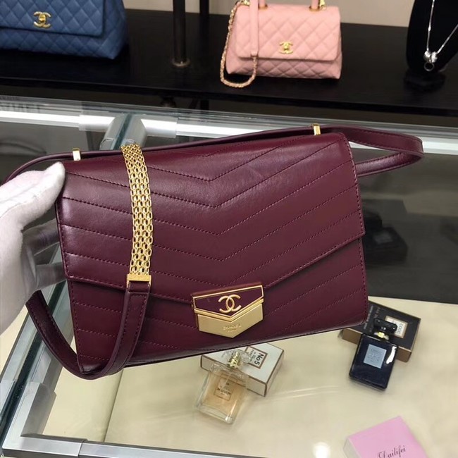 Chanel Flap Bag Calfskin & Gold-Tone Metal A57491 fuchsia