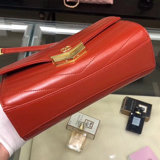 Chanel Flap Bag Calfskin & Gold-Tone Metal A57491 red