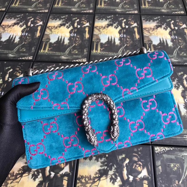 Gucci Dionysus GG velvet small shoulder bag 499623 blue