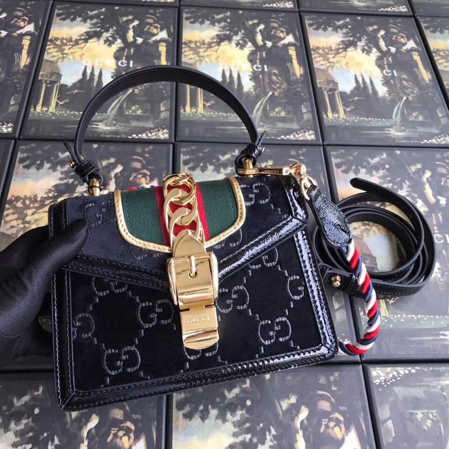 Gucci Sylvie GG velvet mini bag 470270 black