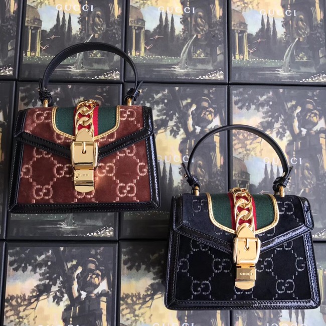 Gucci Sylvie GG velvet mini bag 470270 black