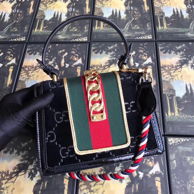 Gucci Sylvie GG velvet mini bag 470270 black