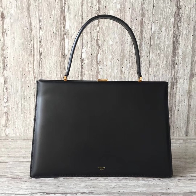 CELINE MEDIUM CLASP HANDBAG IN BOX CALFSKIN WITH PATINA 180923 BLACK