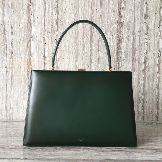 CELINE MEDIUM CLASP HANDBAG IN BOX CALFSKIN WITH PATINA 180923 Blackish green