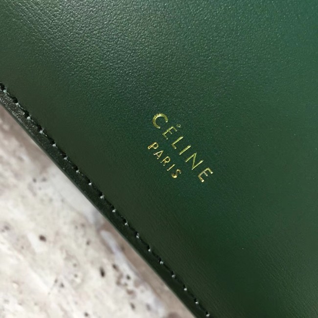 CELINE MEDIUM CLASP HANDBAG IN BOX CALFSKIN WITH PATINA 180923 Blackish green