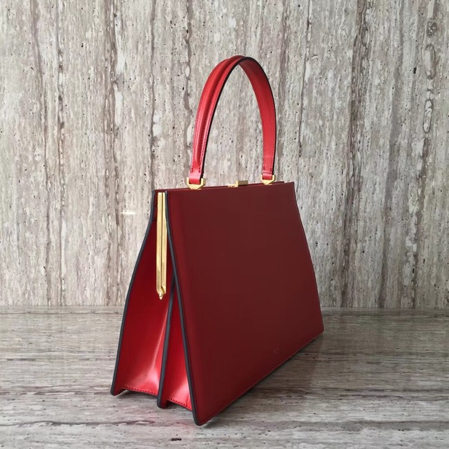 CELINE MEDIUM CLASP HANDBAG IN BOX CALFSKIN WITH PATINA 180923 RED