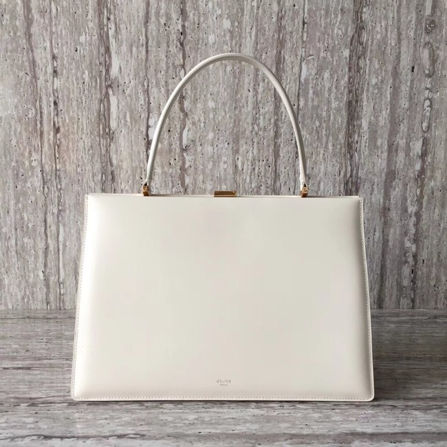 CELINE MEDIUM CLASP HANDBAG IN BOX CALFSKIN WITH PATINA 180923 white