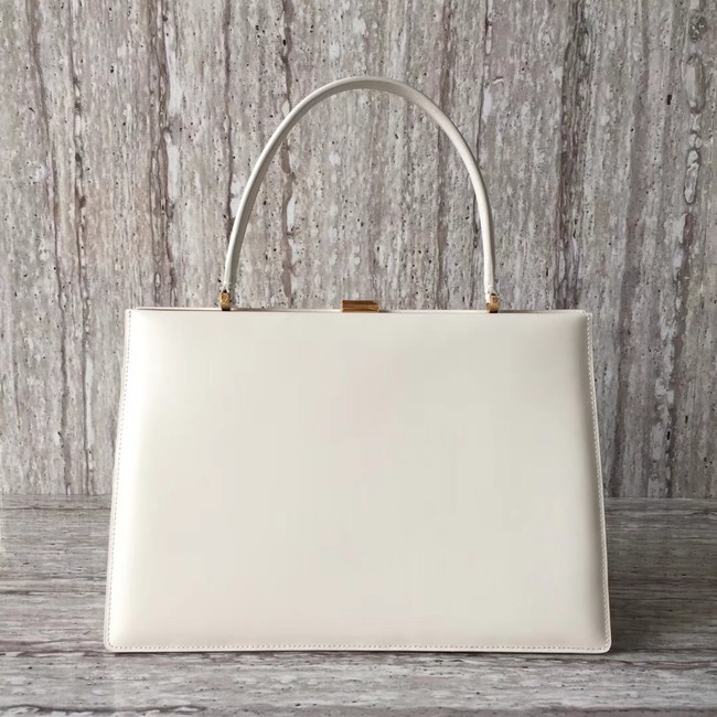 CELINE MEDIUM CLASP HANDBAG IN BOX CALFSKIN WITH PATINA 180923 white