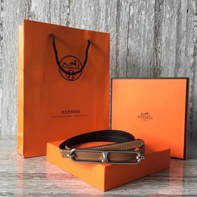 Hermes Roulis belt buckle & Reversible leather strap 13 mm H065539 brown