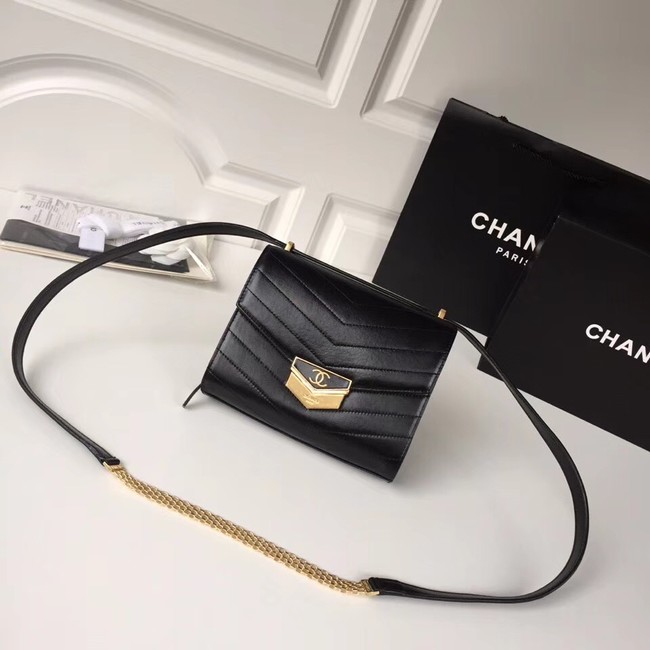 Chanel Flap Bag Calfskin & Gold-Tone Metal A57490 Black
