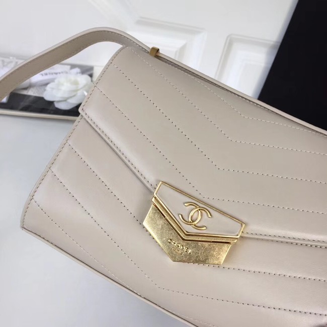 Chanel Flap Bag Original Calfskin & Gold-Tone Metal A57490 Light Beige