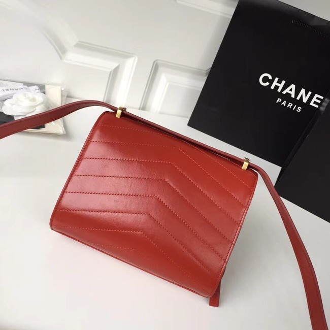 Chanel Flap Bag Original Calfskin & Gold-Tone Metal A57490 red