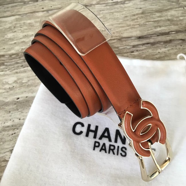 Chanel Original Calf leather Belt 56989 Camel