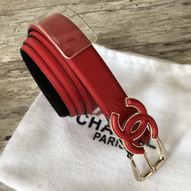 Chanel Original Calf leather Belt 56989 red