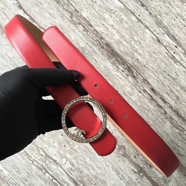 Chanel Original Calf leather Belt 56990 red