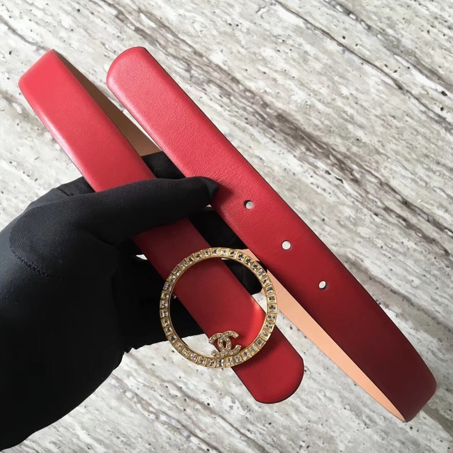 Chanel Original Calf leather Belt 56991 red