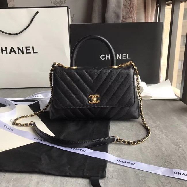 Chanel Small Flap Bag with Top Handle A92990 black