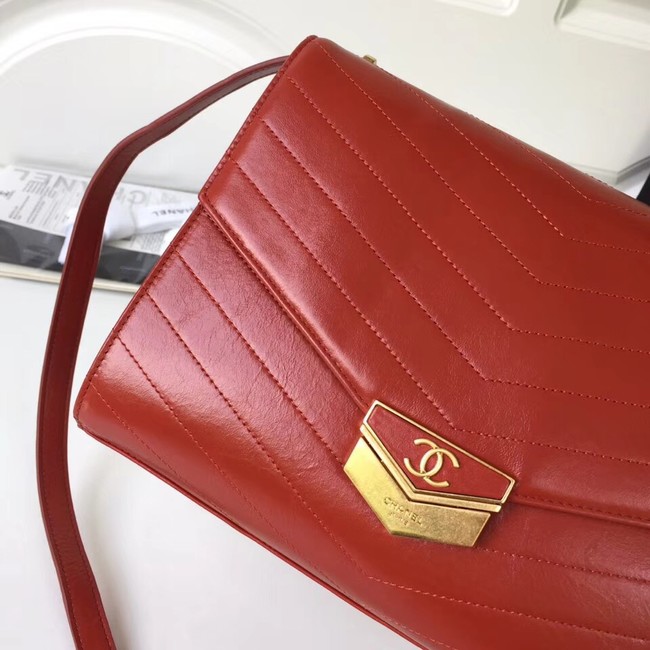 Chanel Flap Bag Original Calfskin & Gold-Tone Metal A57492 red